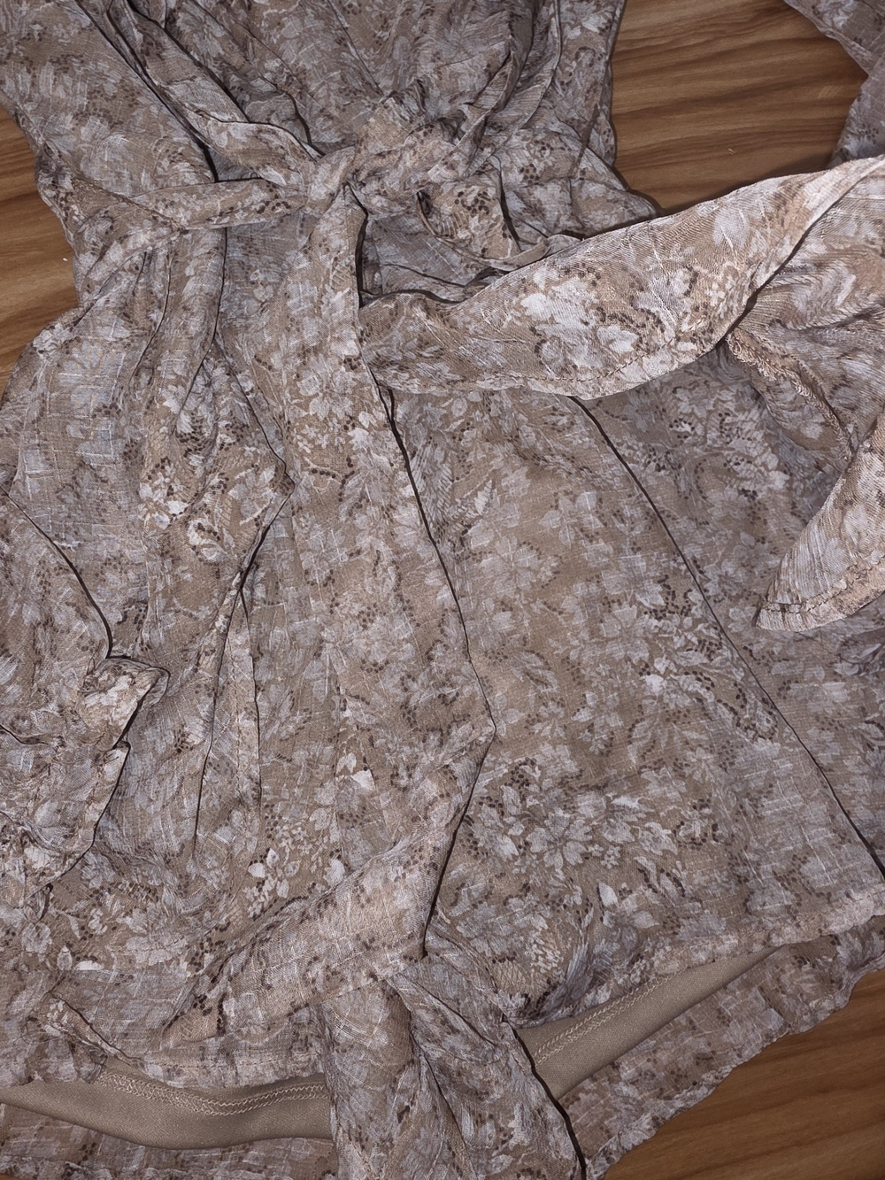 Francesca's Collections Taupe Floral Wrap Romper - Picture 5 of 8